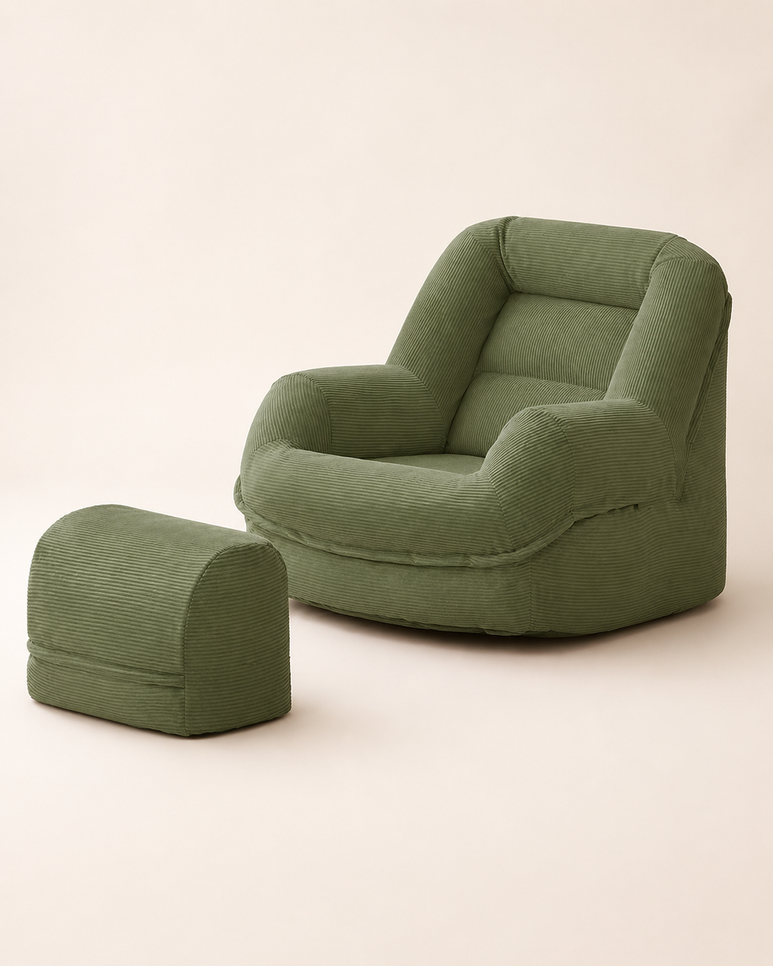 Ribbed Lounge Chair with Ottoman
