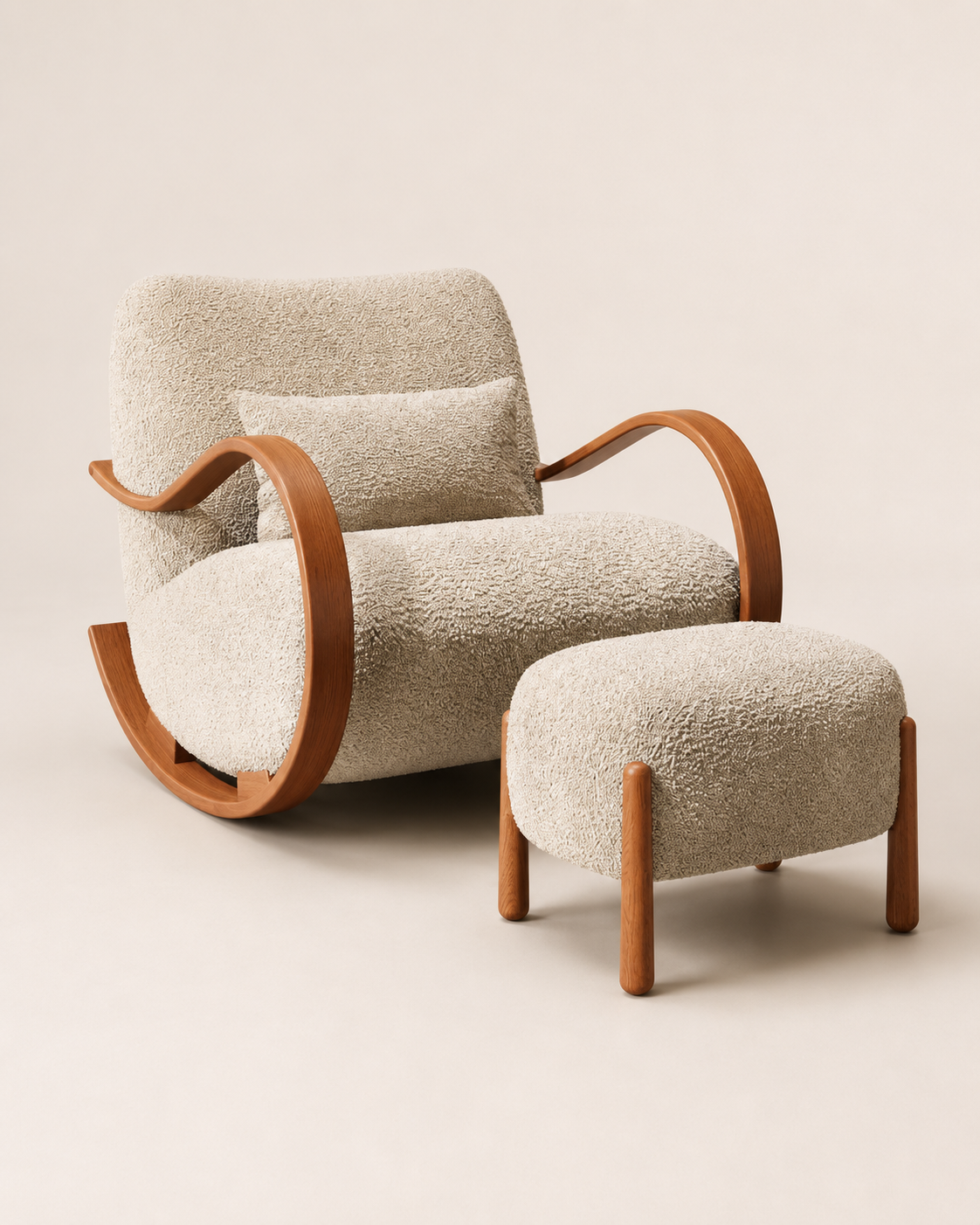 Patchwork Rocking Lounge Chair with Ottoman