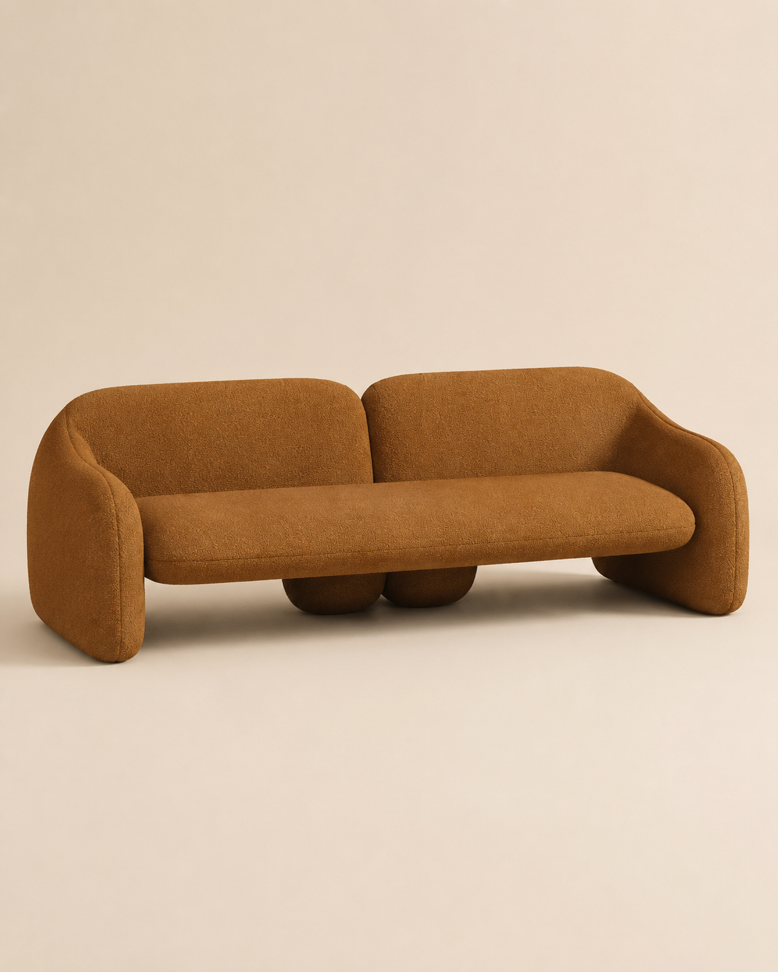 Modern Sculptural Bouclé Sofa