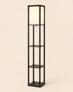 Nordic Wooden Shelf Floor Lamp