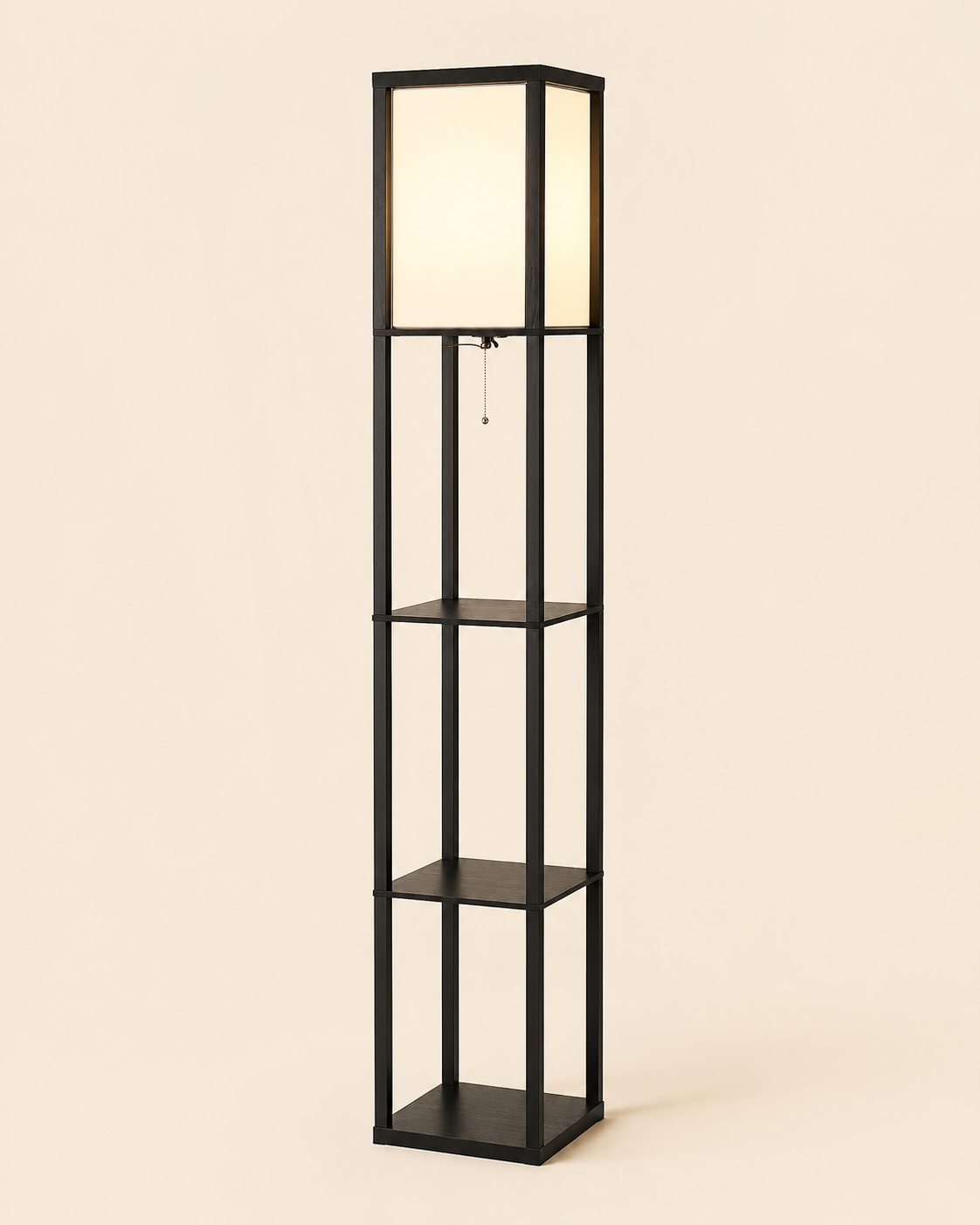 Nordic Wooden Shelf Floor Lamp