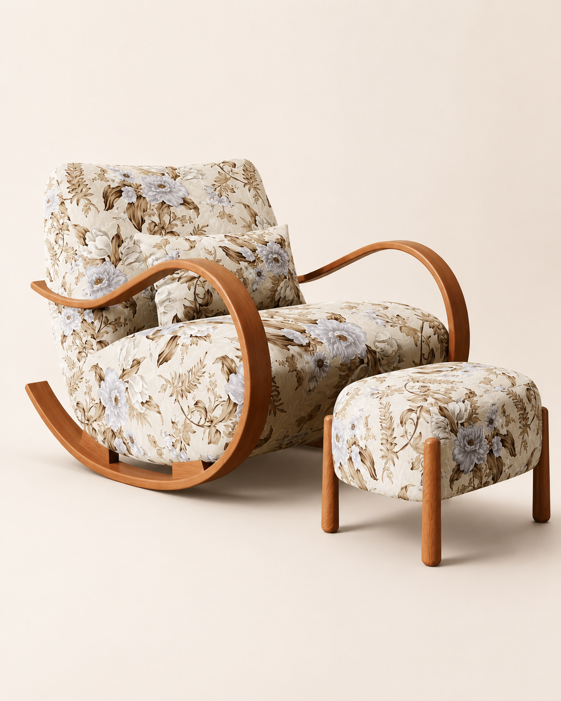 Patchwork Rocking Lounge Chair with Ottoman