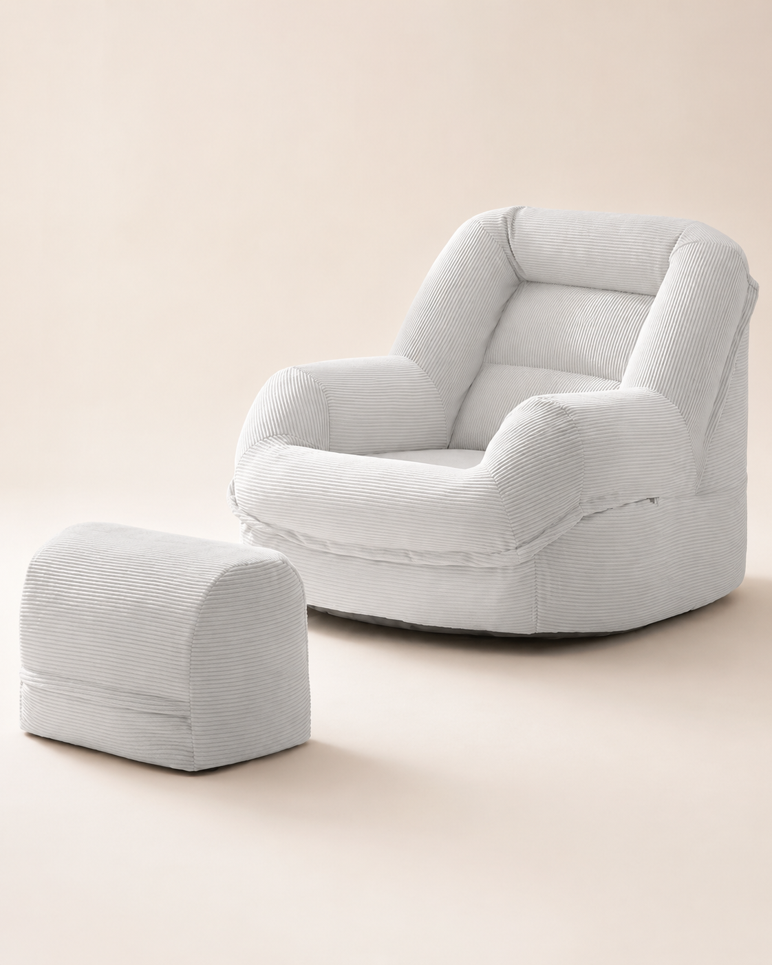 Ribbed Lounge Chair with Ottoman