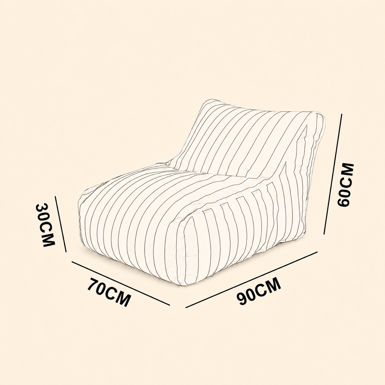 Water-Repellent Striped Bean Bag Lounger
