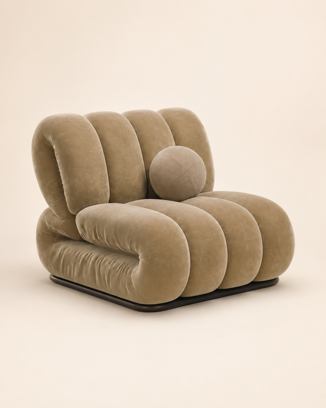 Sculptural Channel-Tufted Lounge Chair