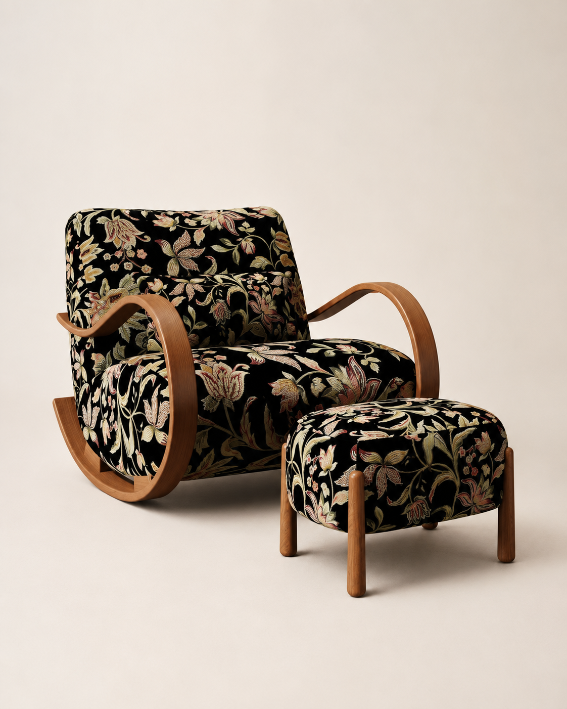Patchwork Rocking Lounge Chair with Ottoman