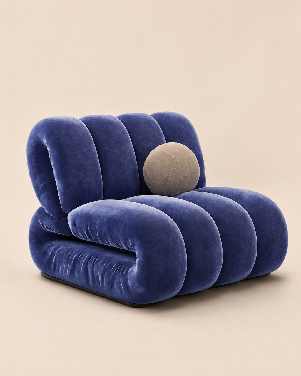 Sculptural Channel-Tufted Lounge Chair