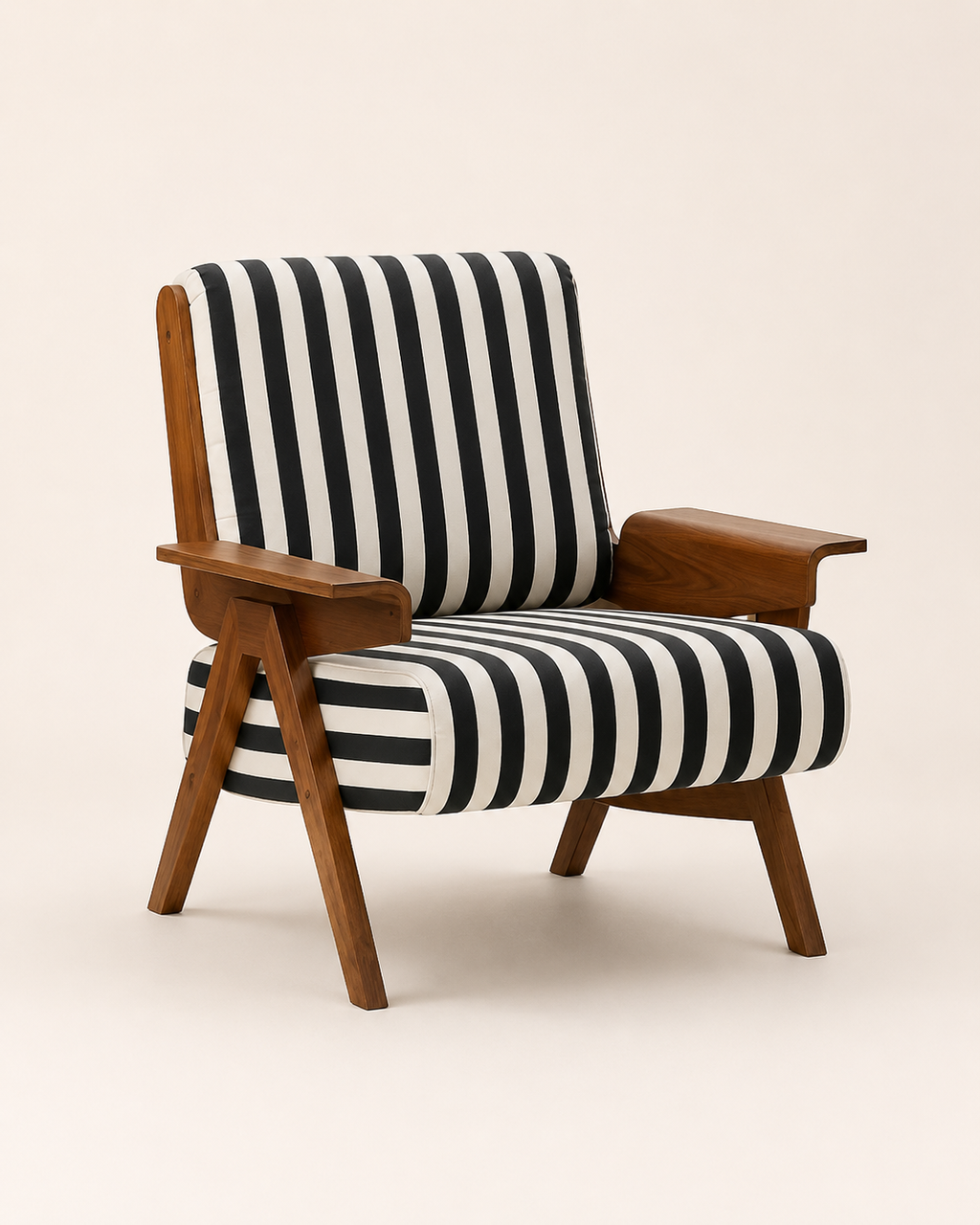Striped Wooden Lounge Chair