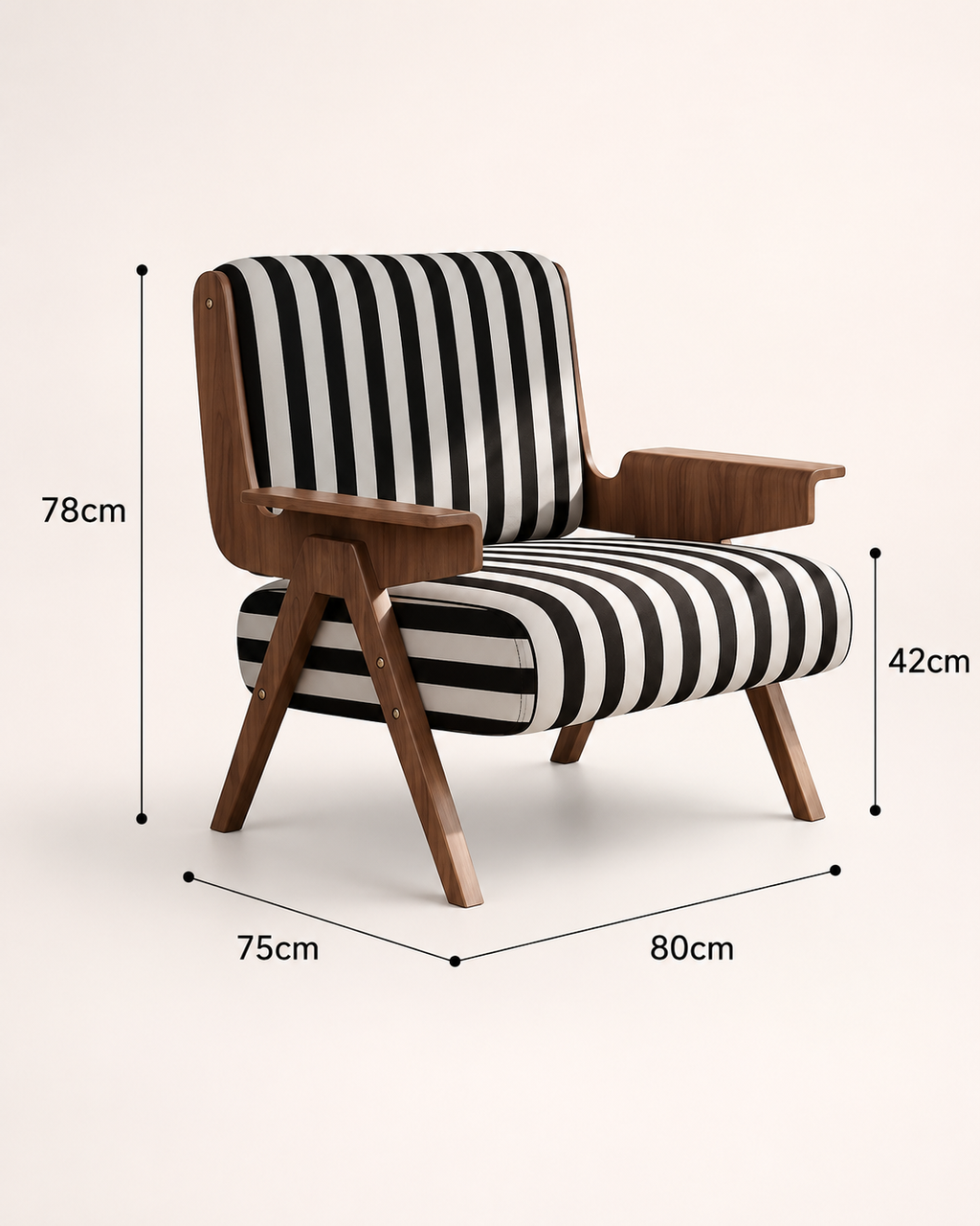 Striped Wooden Lounge Chair
