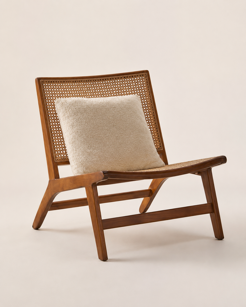 Black Wooden Cane Lounge Chair