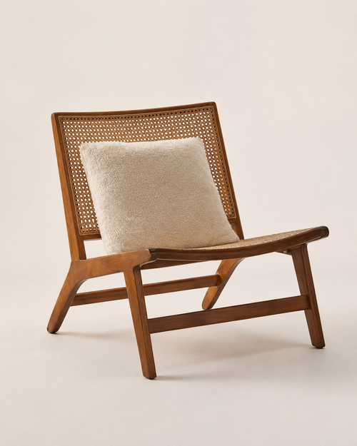 Black Wooden Cane Lounge Chair