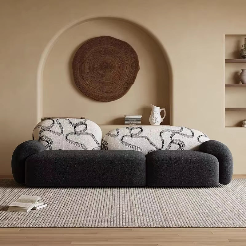 Abstract Bouclé Three-Seater Sofa