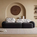 Abstract Bouclé Three-Seater Sofa