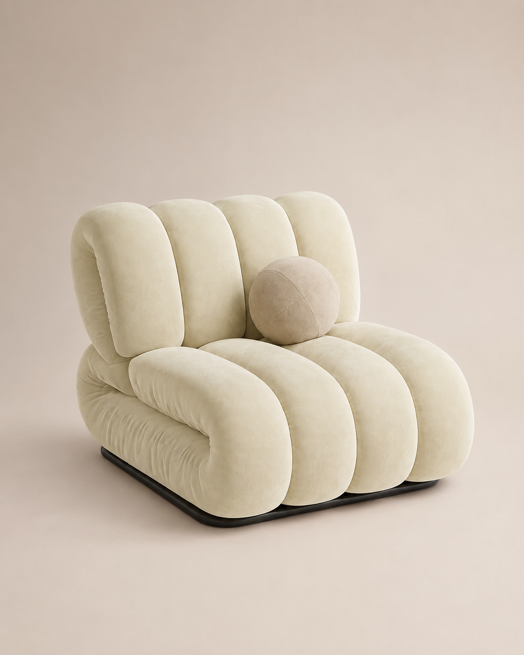 Sculptural Channel-Tufted Lounge Chair