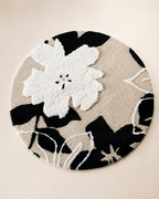 Modern Floral Flocked Round Rug