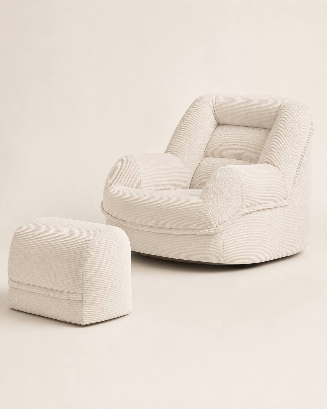 Ribbed Lounge Chair with Ottoman