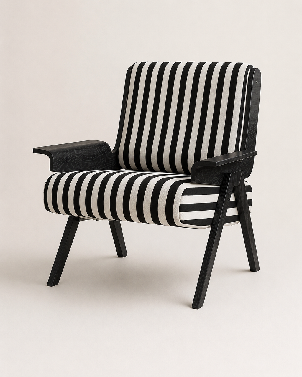 Striped Wooden Lounge Chair