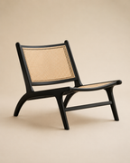 Black Wooden Cane Lounge Chair