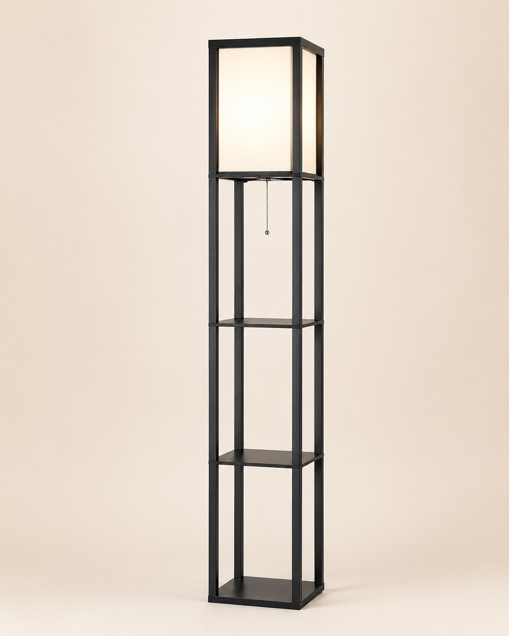 Nordic Wooden Shelf Floor Lamp