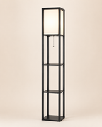 Nordic Wooden Shelf Floor Lamp