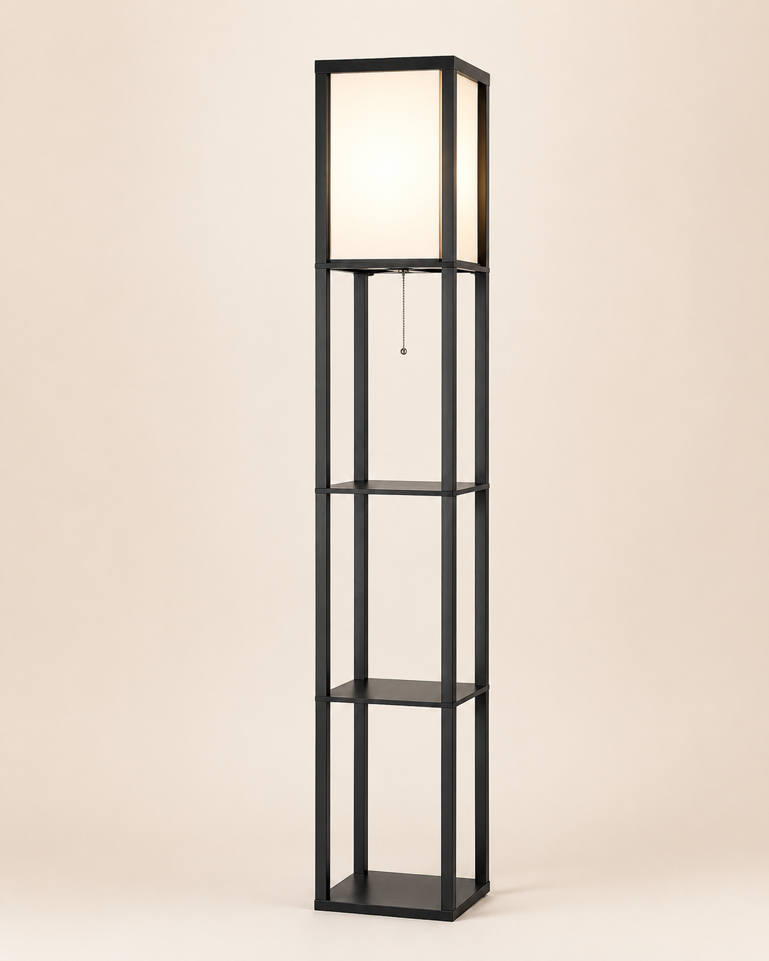 Nordic Wooden Shelf Floor Lamp