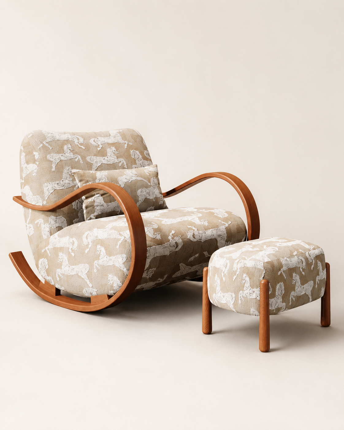 Patchwork Rocking Lounge Chair with Ottoman