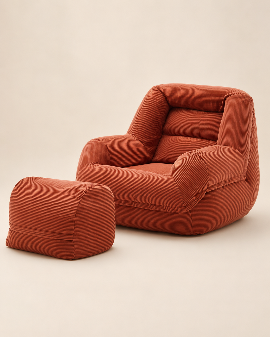 Ribbed Lounge Chair with Ottoman