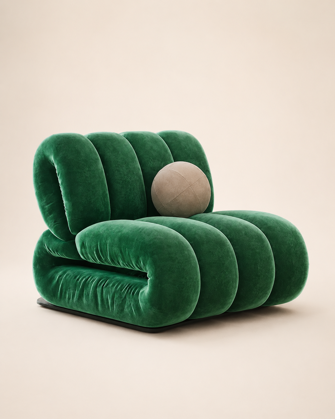Sculptural Channel-Tufted Lounge Chair