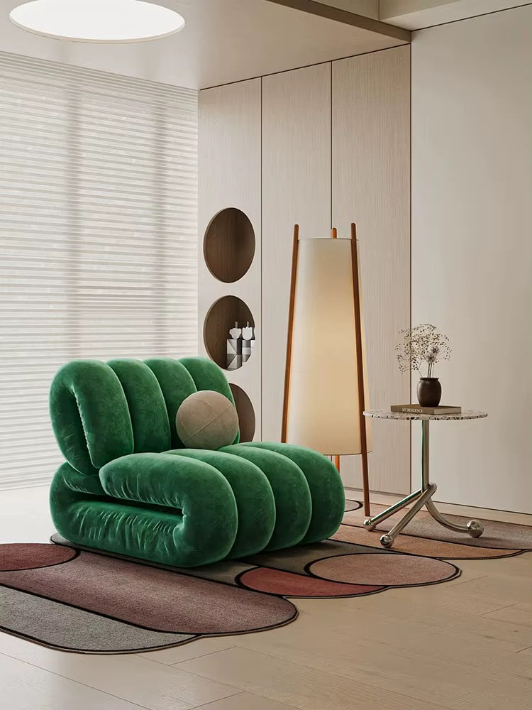 Sculptural Channel-Tufted Lounge Chair