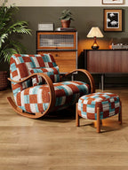 Patchwork Rocking Lounge Chair with Ottoman