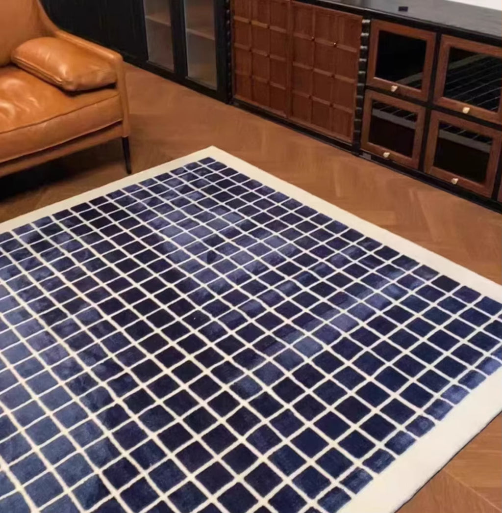 Nordic Geometric Grid Area Rug